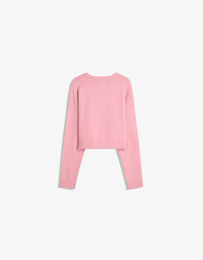 Chaqueta botóns tacto suave-Rosa
