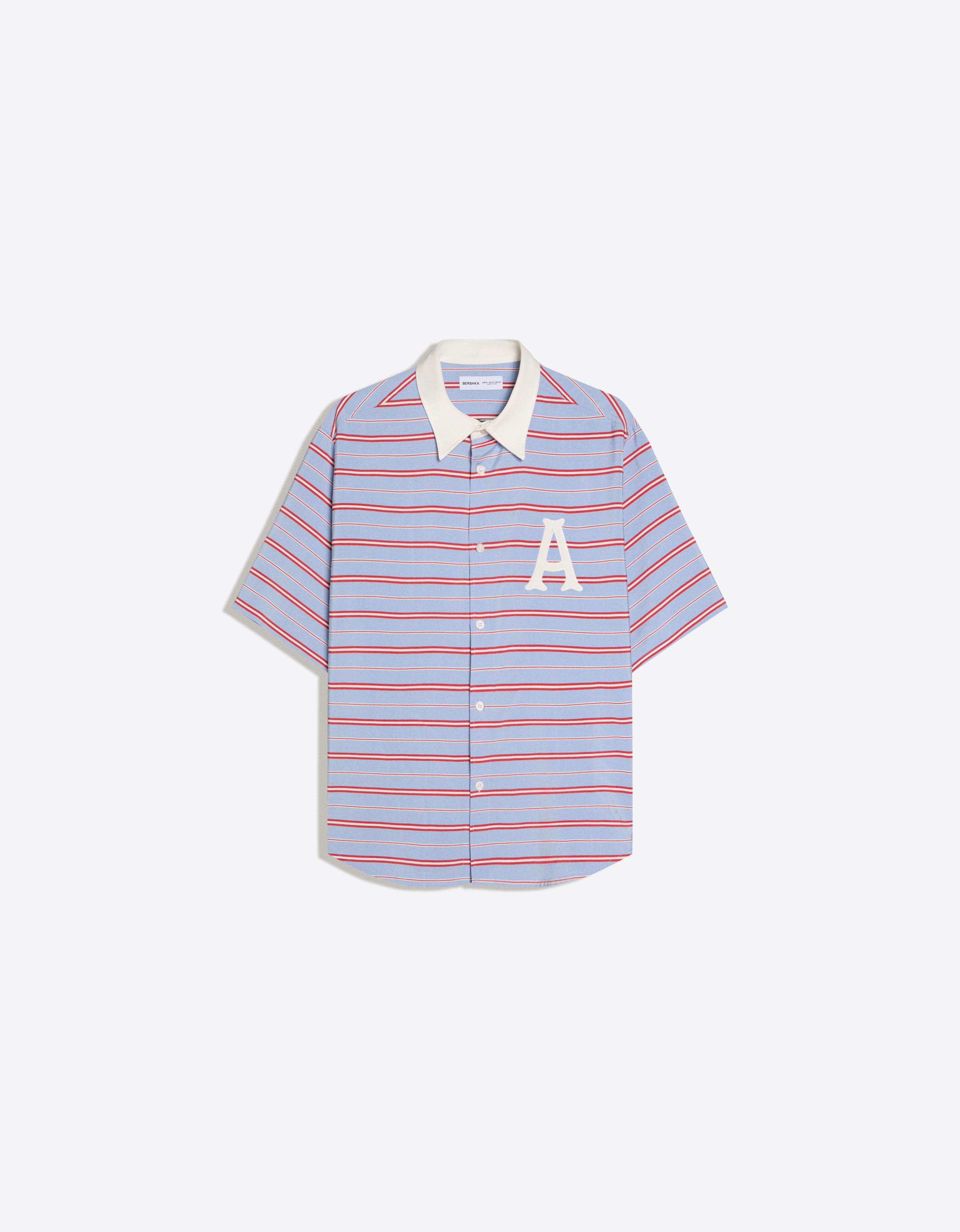 İşlemeli kısa kollu boxy fit gömlek - Görsel 7