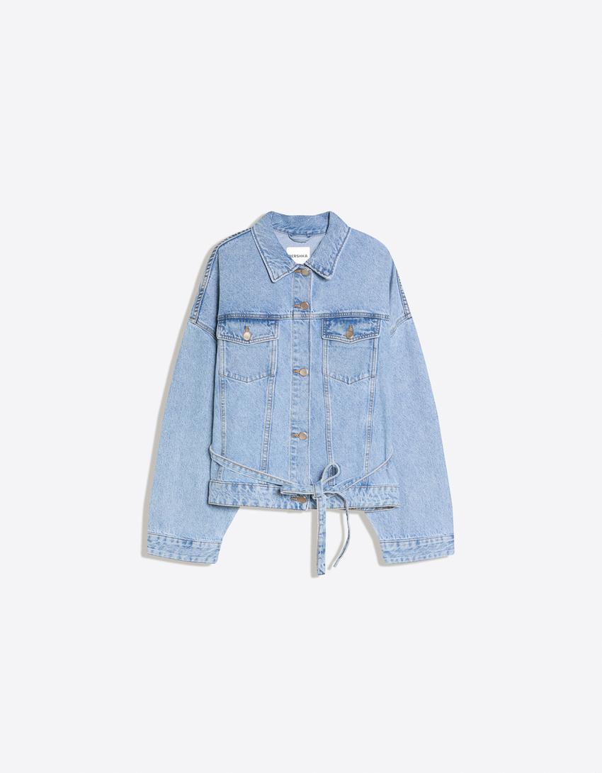Veste en jean oversize-Bleu lavé