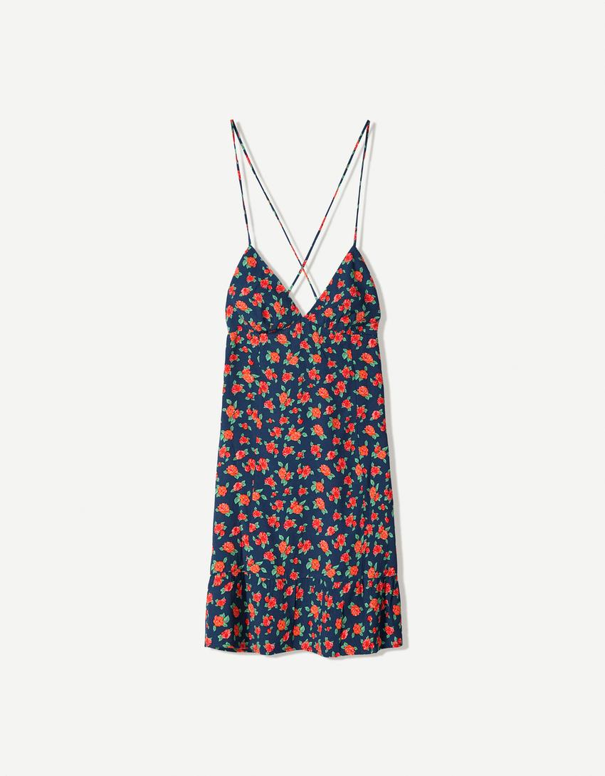 Vestido mini tirantes print-Azul-3