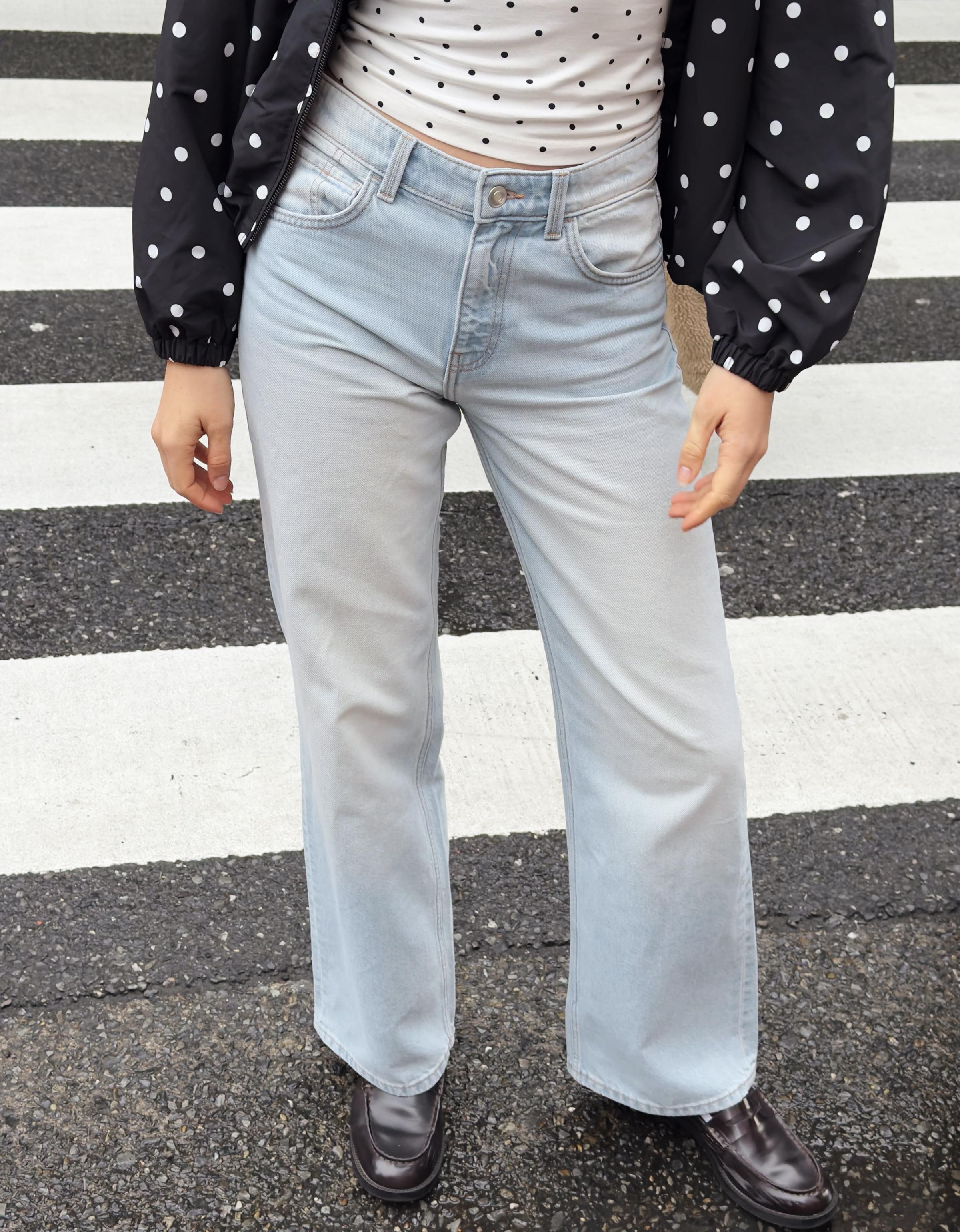 High-waist wide-leg straight jeans