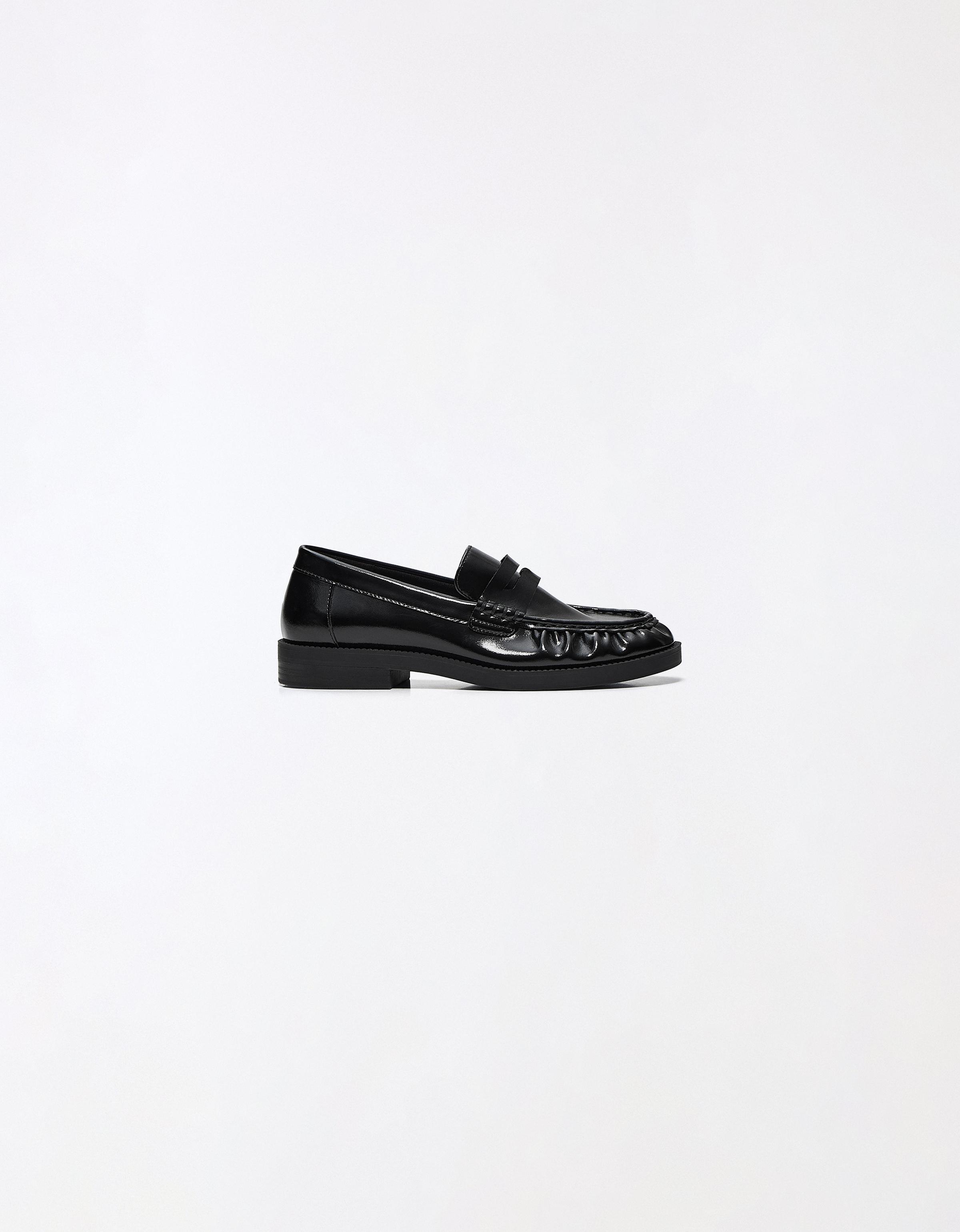 Ruched loafers — BLACK