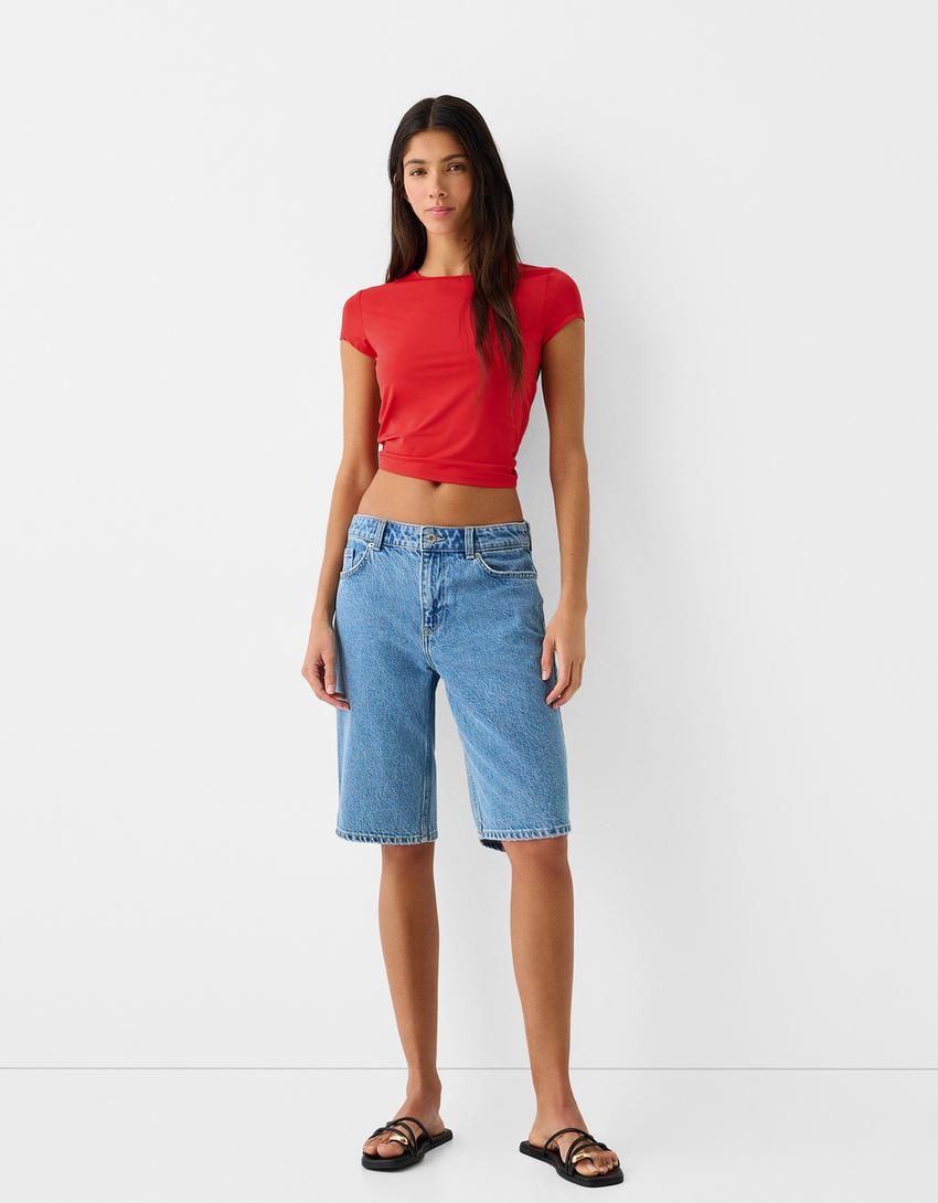 T-shirt manches courtes dos nu-Rouge-3