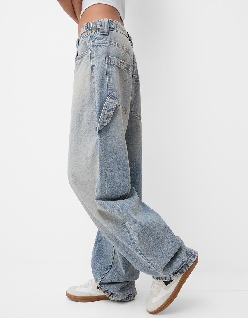 Bol kesim carpenter jean-Açık mavi-3