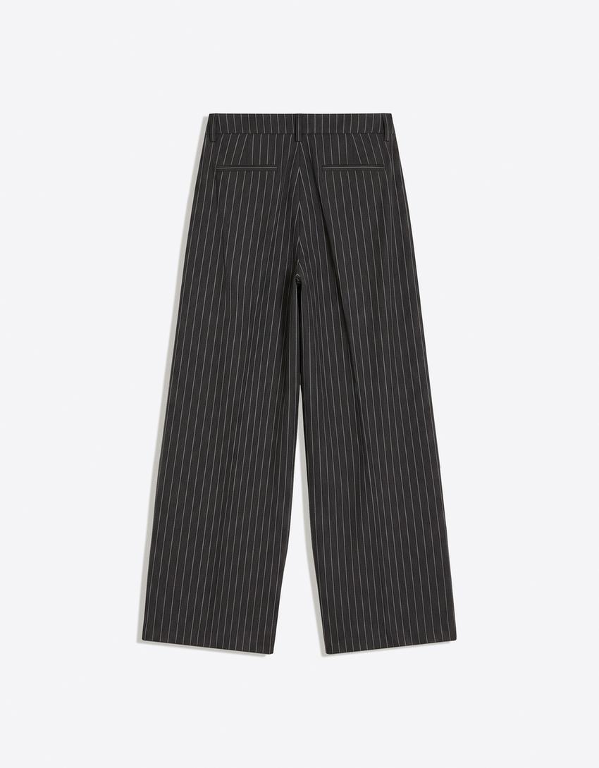 Pantaloni con pinces in doppio tessuto-Grigio scuro