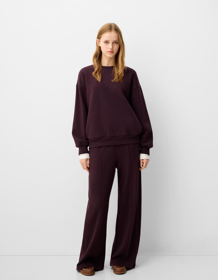 Felpa oversize con tasche laterali-Viola-3