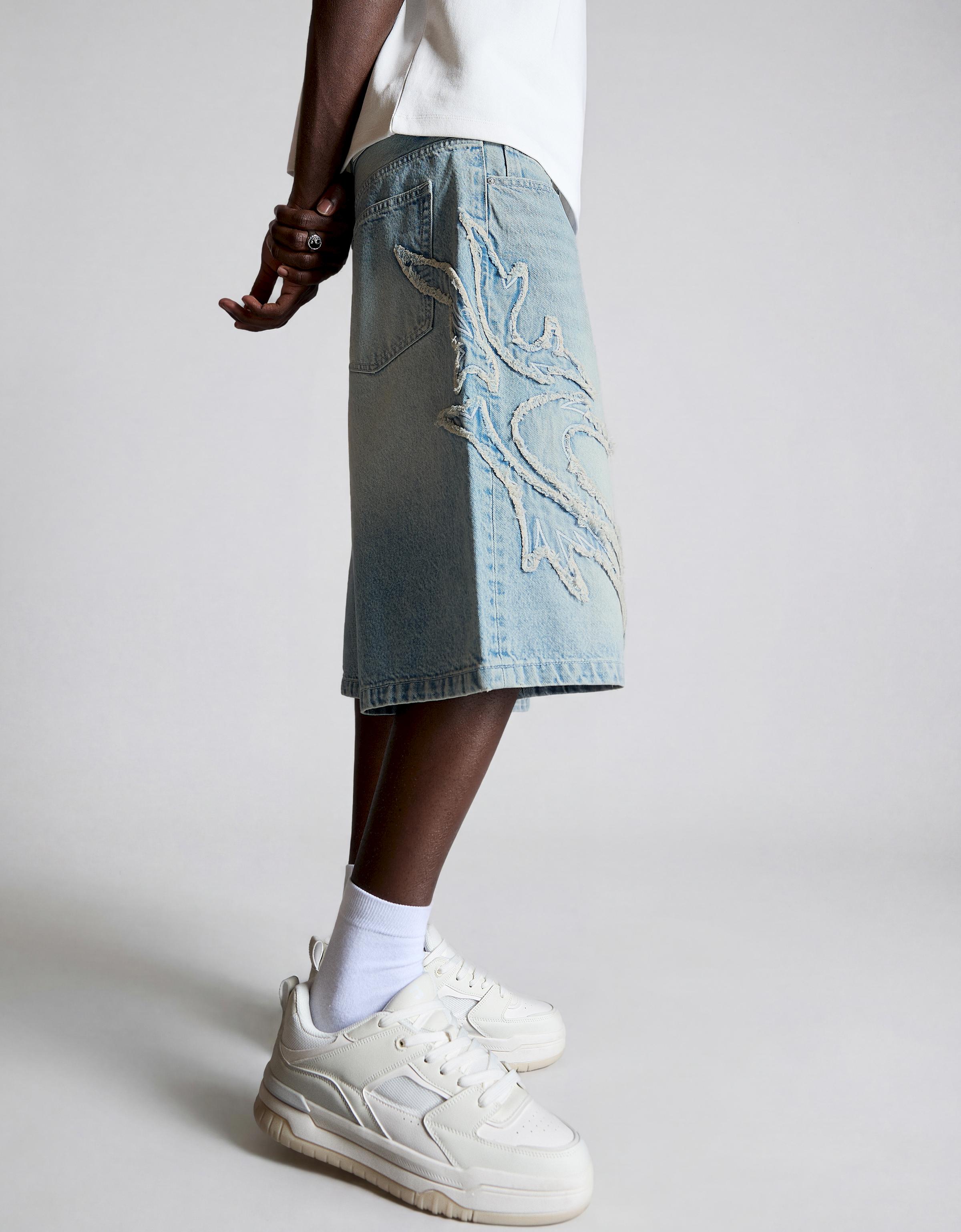 Star print baggy Bermuda shorts — Light blue