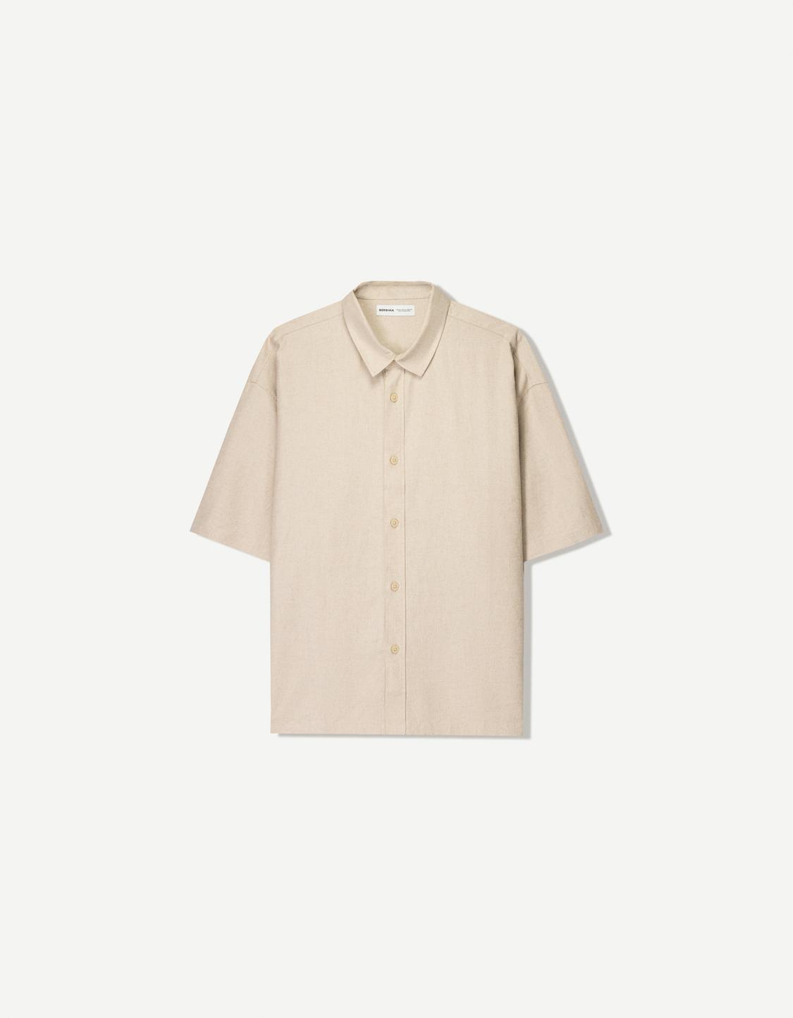Short sleeve linen blend shirt