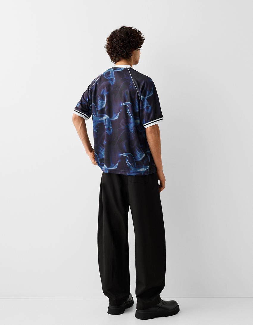 T-shirt sport manches courtes oversize mesh-Bleu-1