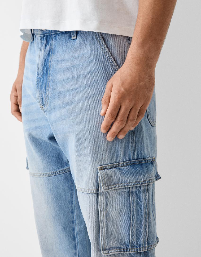 Jeans cargo baggy-Azul lavado-5