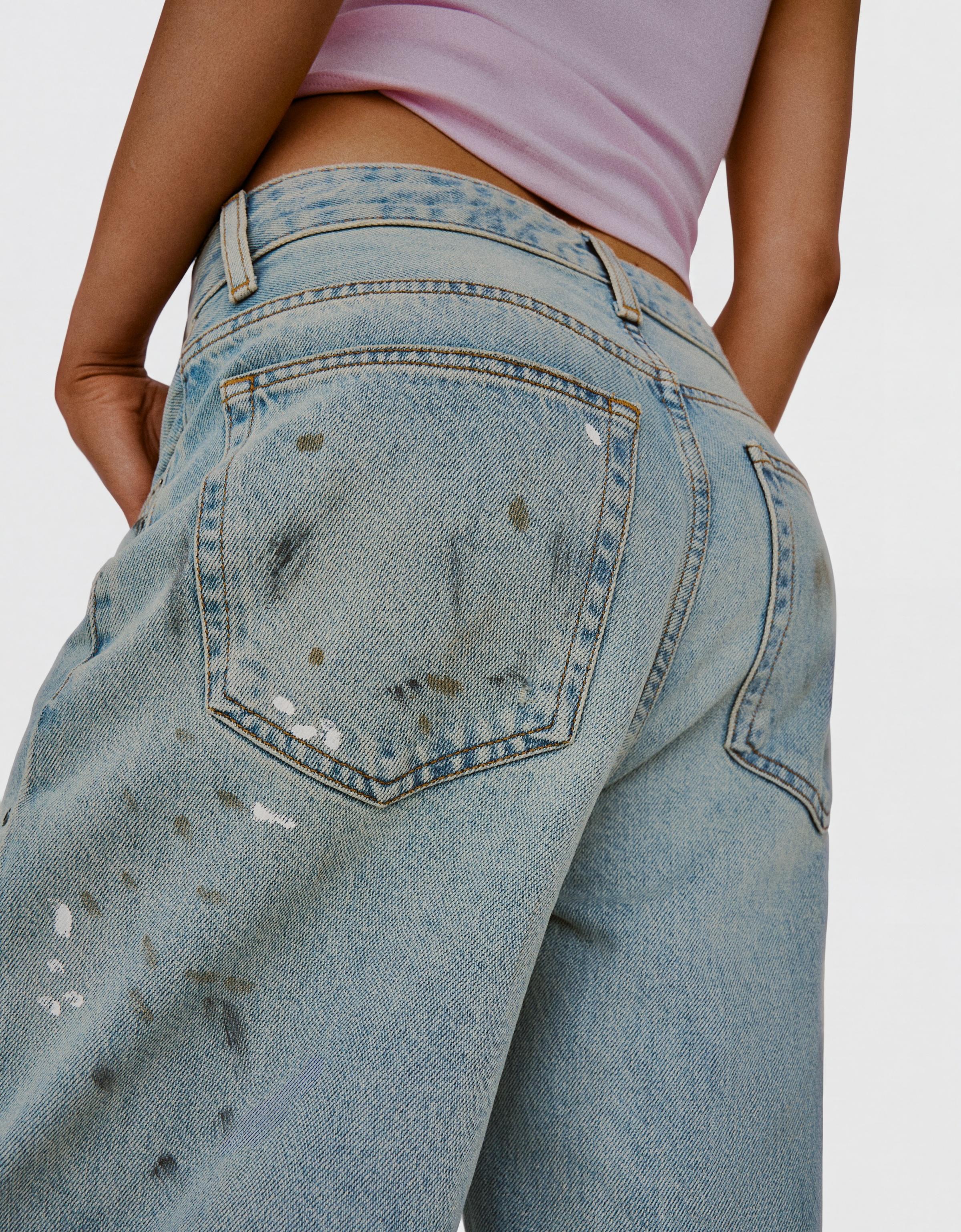 Loose fit paint-effect jeans — Light blue