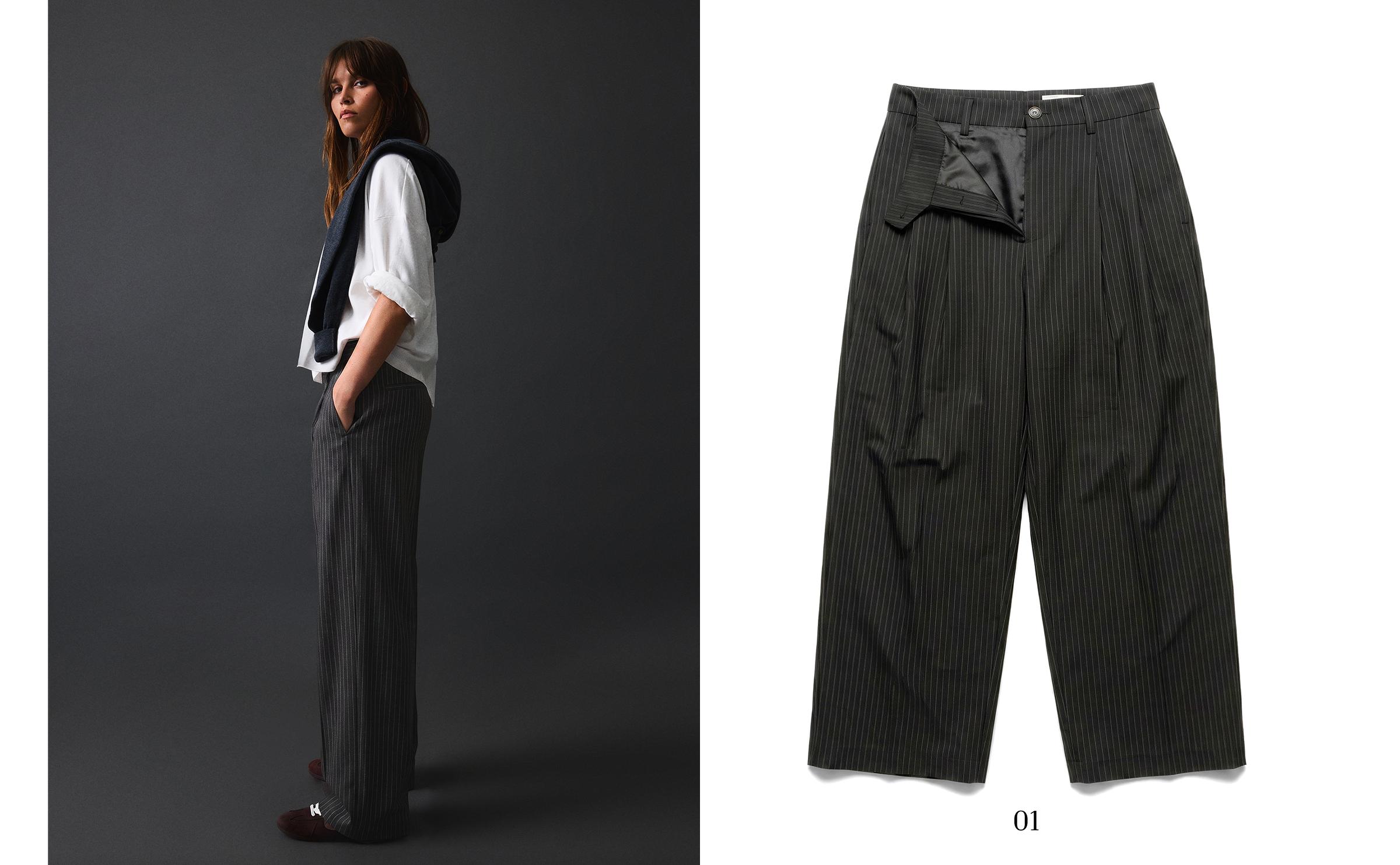Double-fabric darted trousers — Dark grey