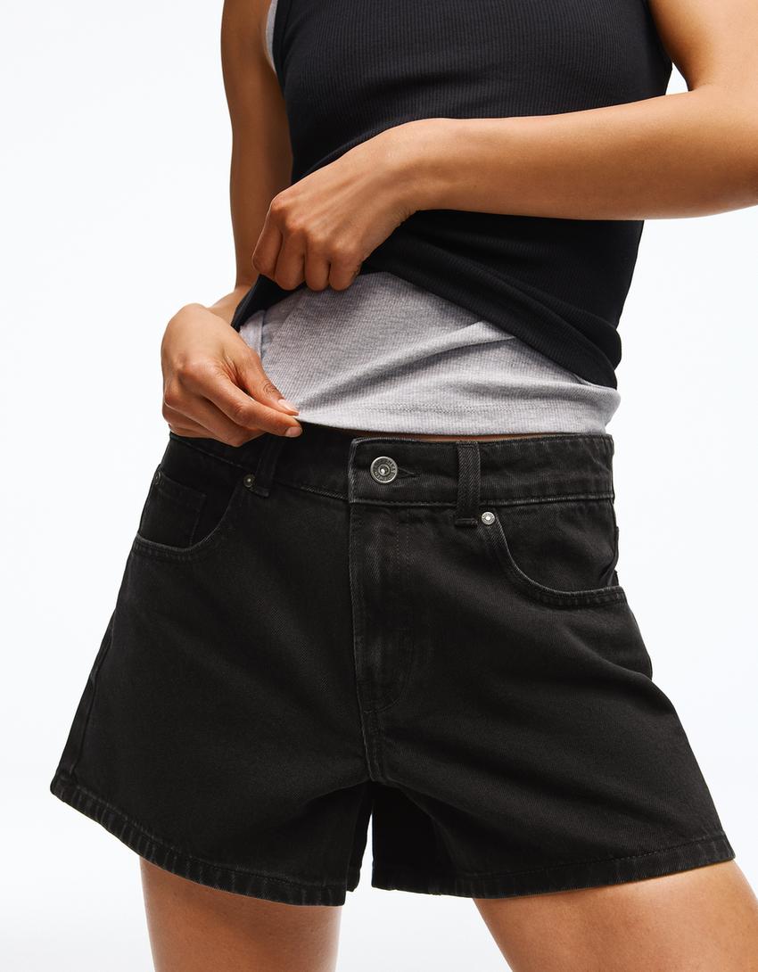 ’90s denim shorts-Black