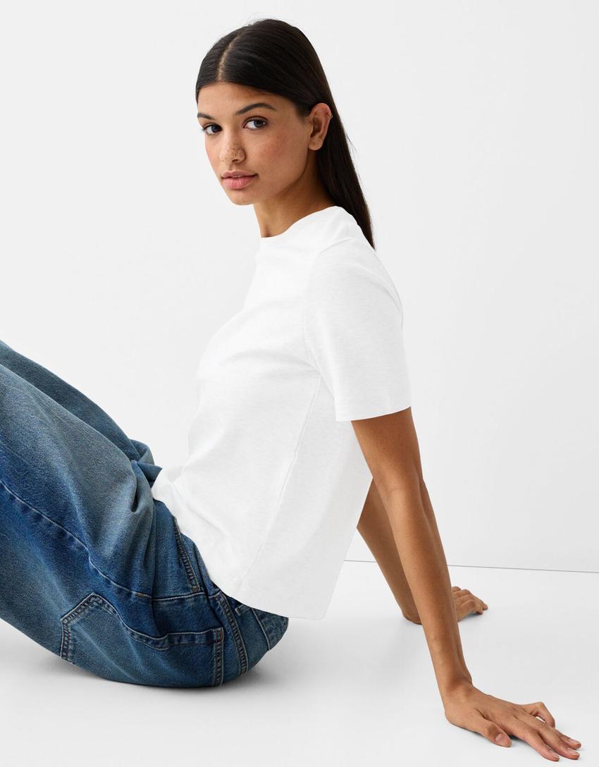 Regular fit short sleeve T-shirt-Off white-2