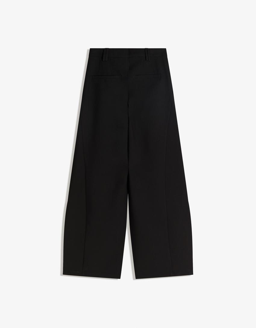 Pantaloni volum dublu strat-Negru