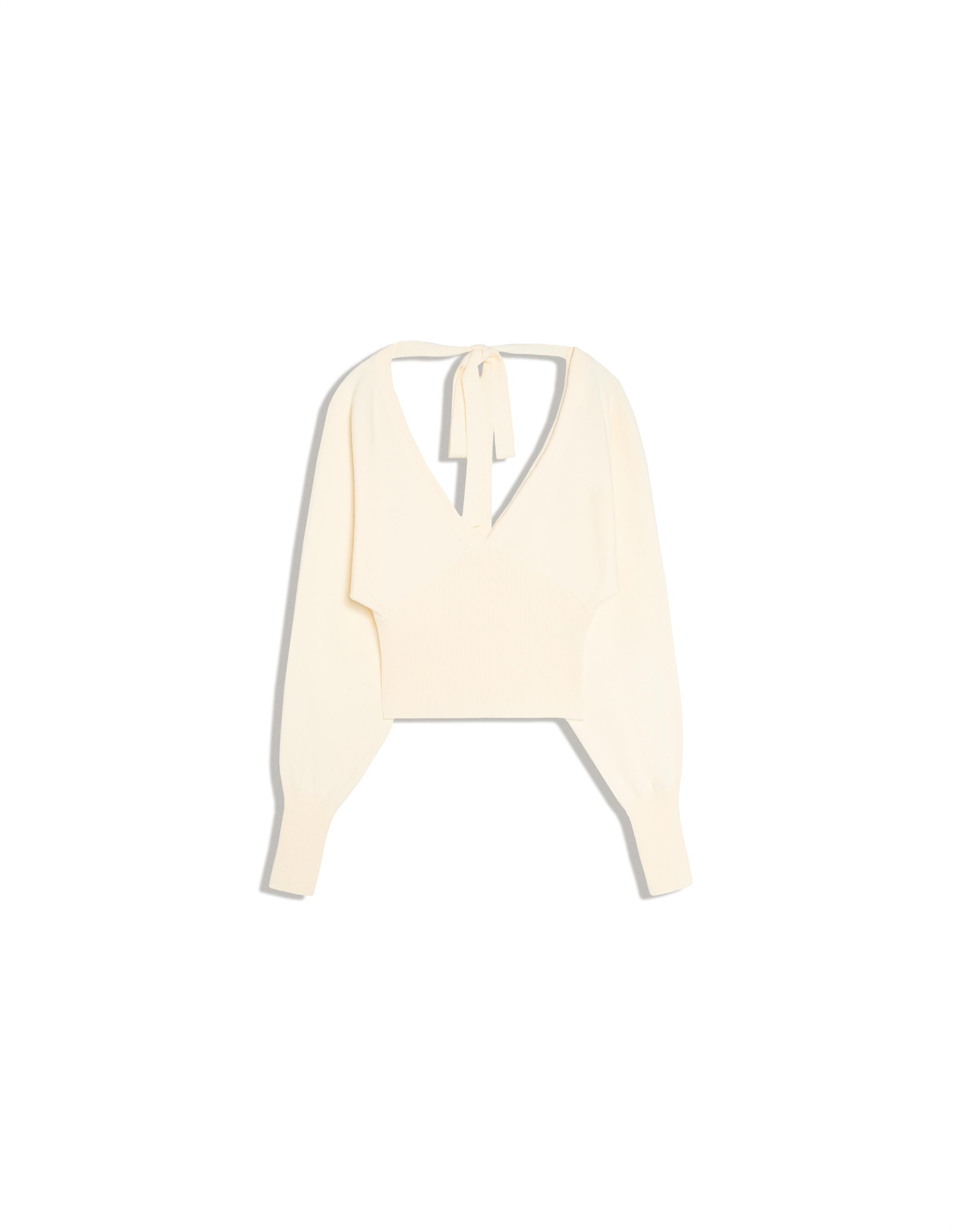 V-neck jumper with tied detail — Cream
