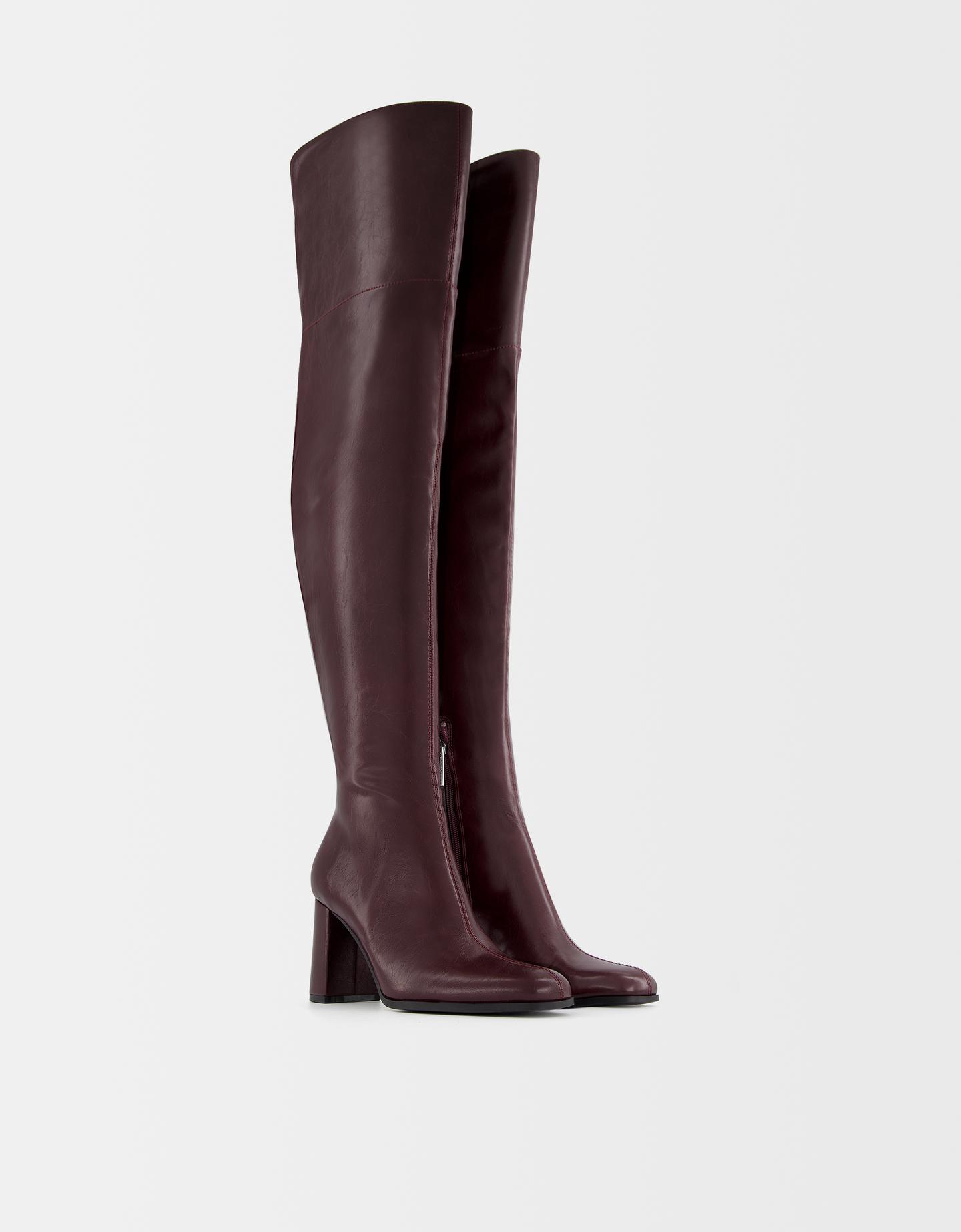 Bershka Absatzstiefel Mit Xl-Schaft Damen 39 Granatrot günstig online kaufen