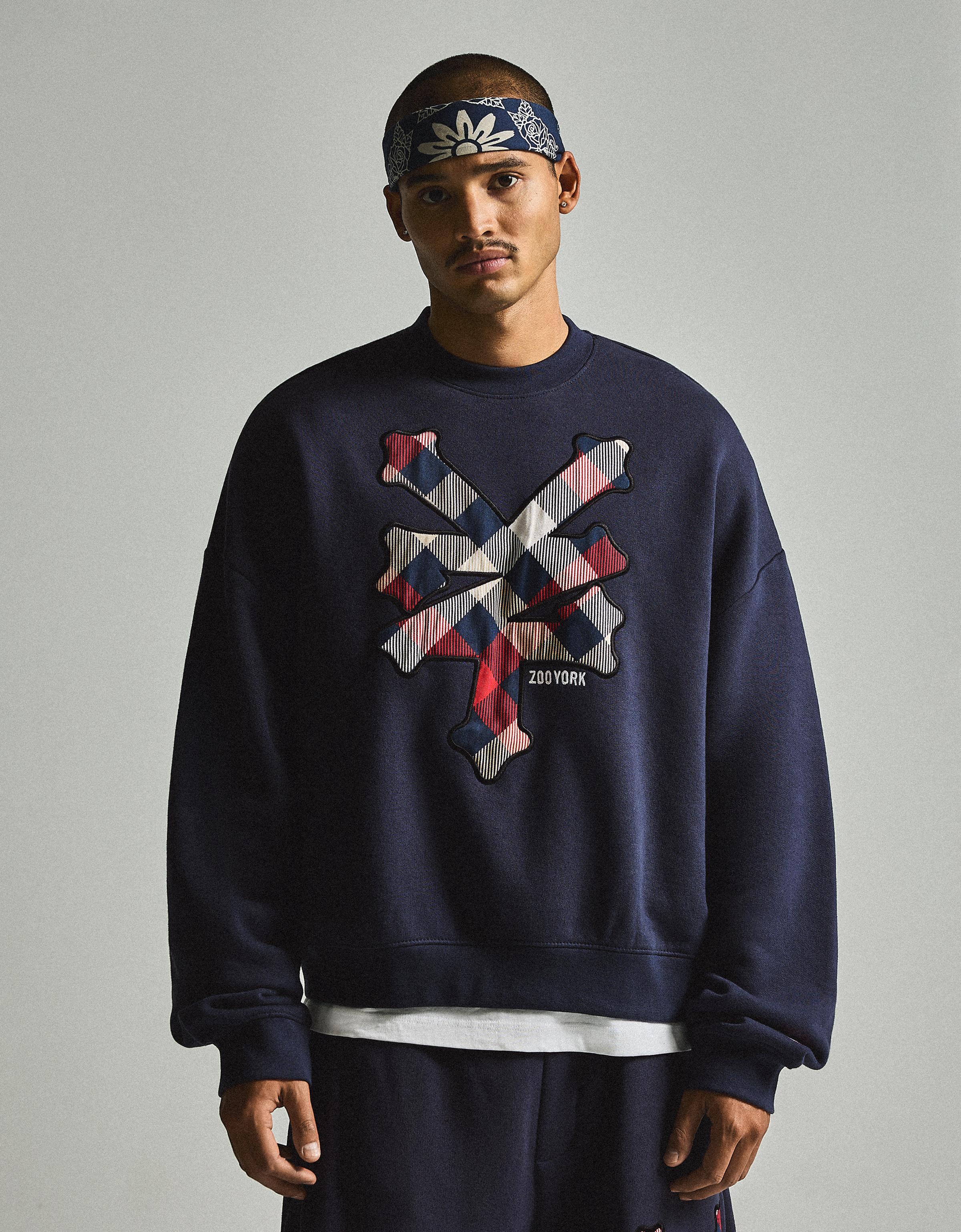 ZOO YORK patch round neck sweatshirt — Dark blue