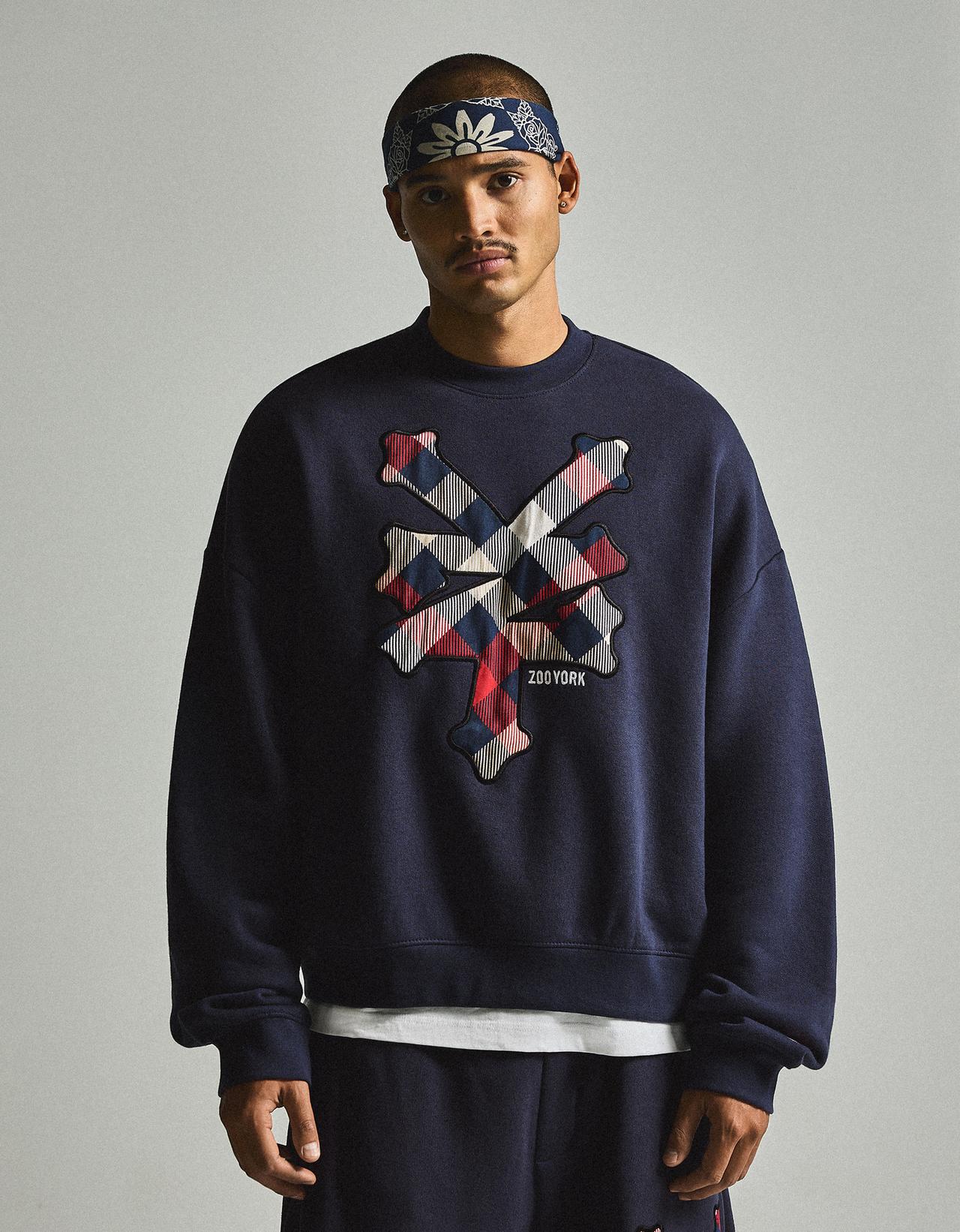 ZOO YORK patch round neck sweatshirt — Dark blue