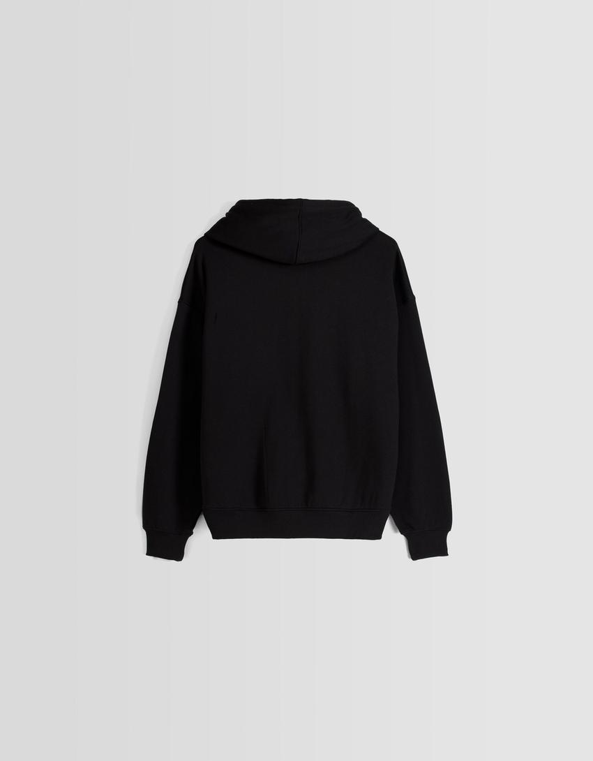 Oversize zip-up hoodie-Black-5