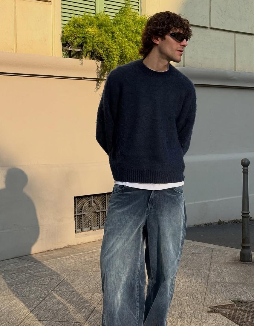 Super Baggy Cordhose-Blau