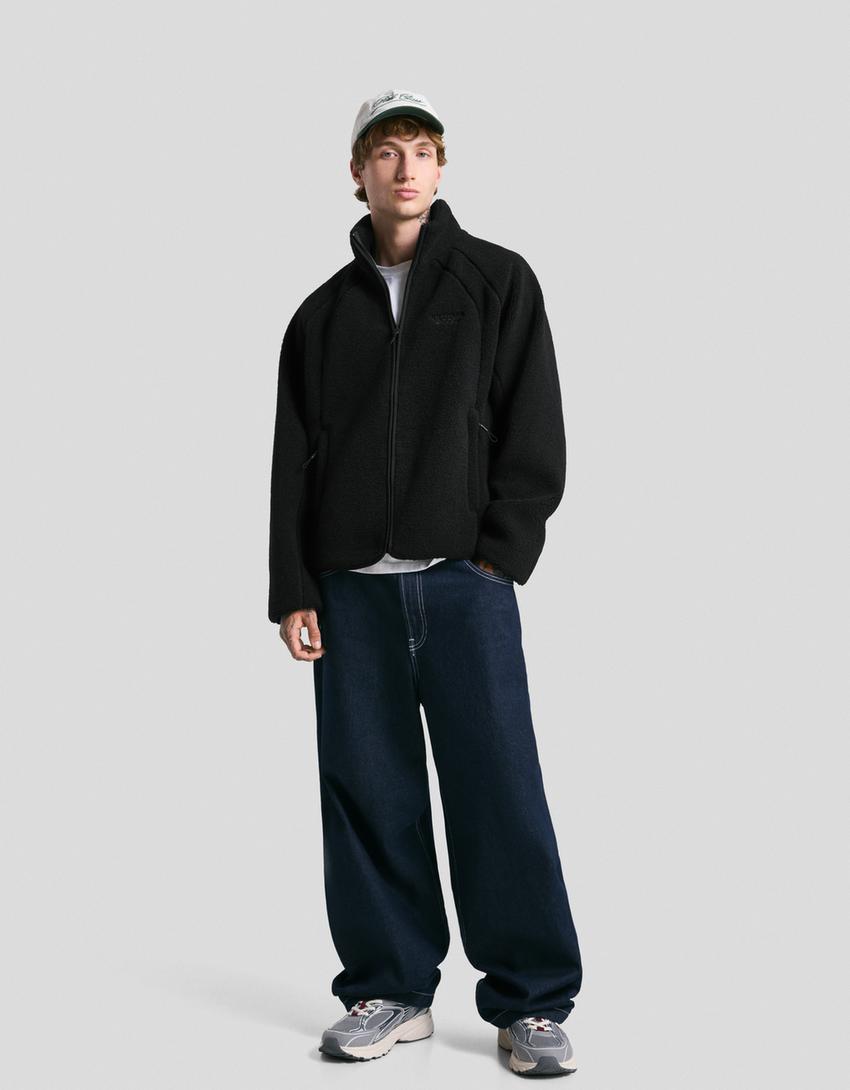 Faux shearling jacket-Black