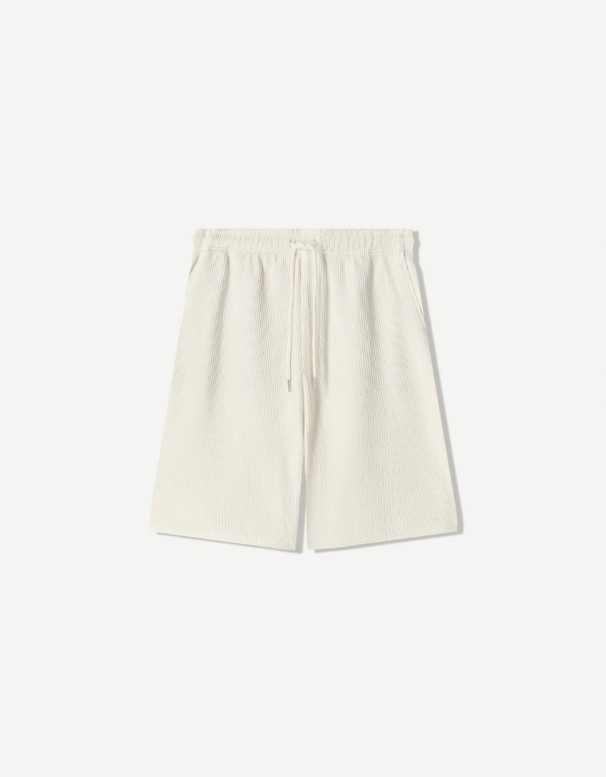 Bermuda texturée-Blanc