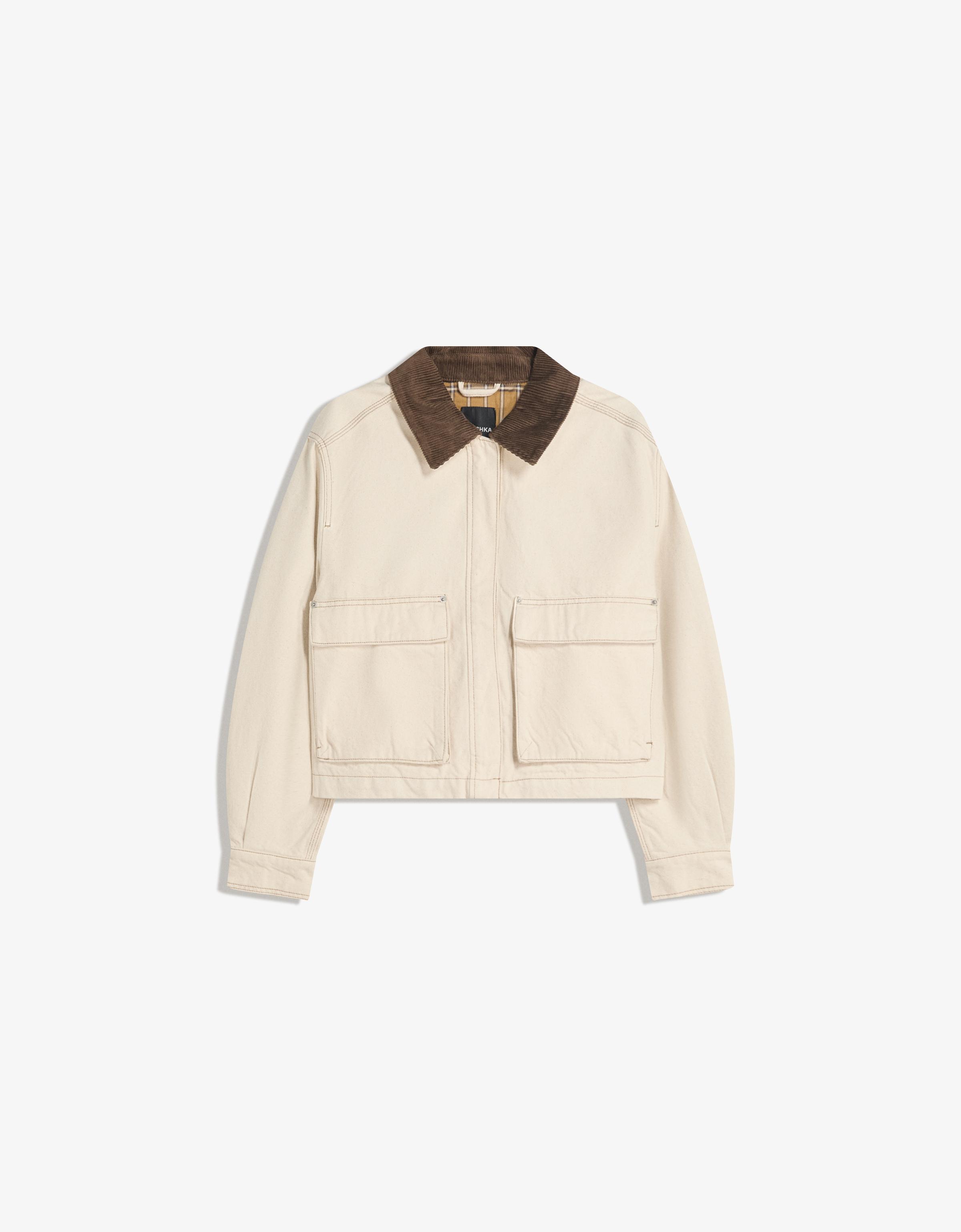 Bershka Jacke Mit Cordkragen Damen Xs Camel