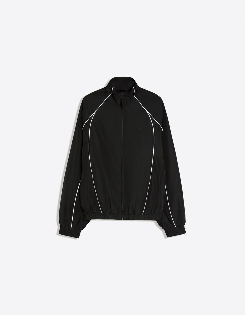 Contrast technical jacket-Black
