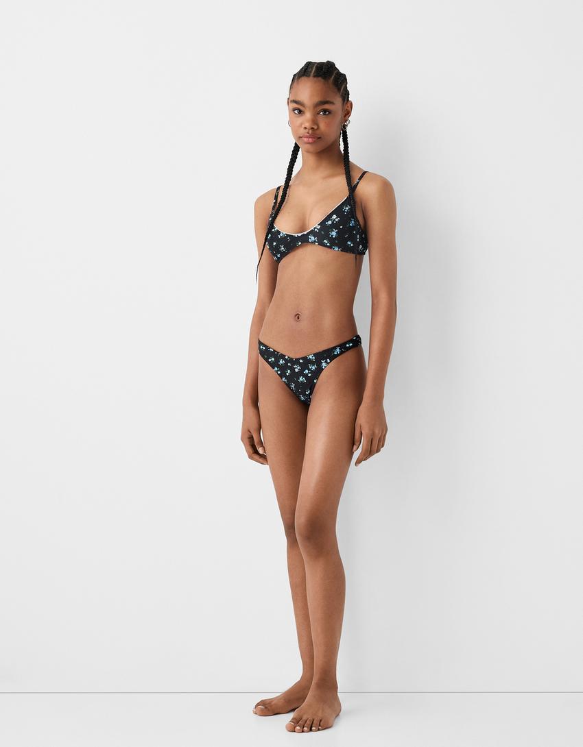 Soutien de biquíni com estampado floral-Preto-3