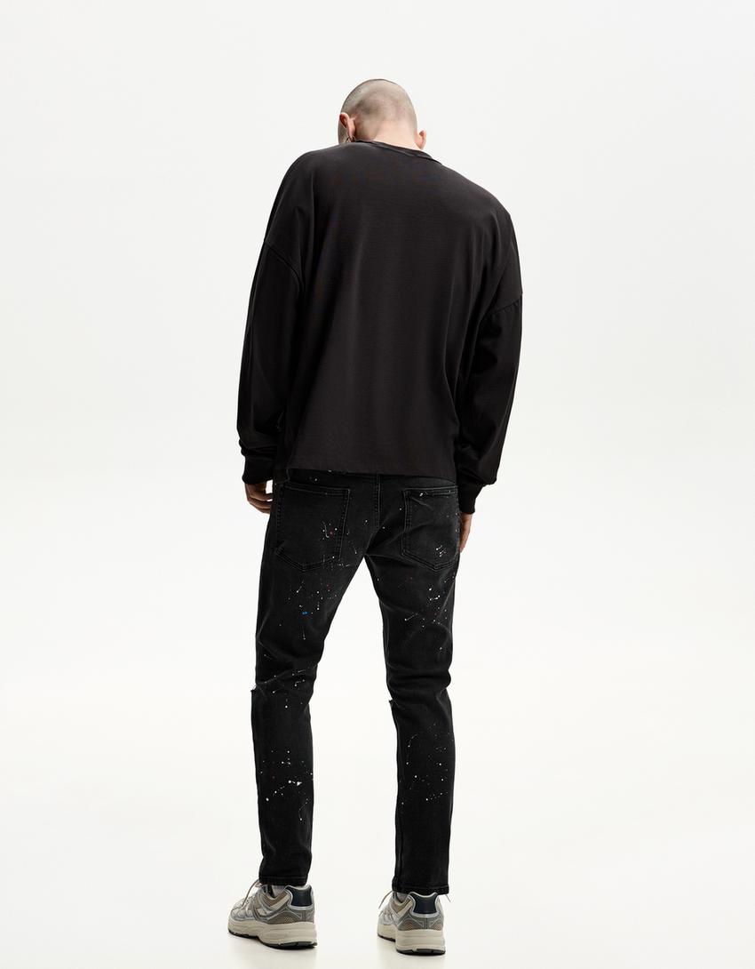 Super Skinny Jeans mit Rissen-Schwarz-1