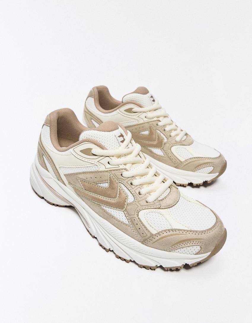 sneakers met meerdere vlakken-Zand