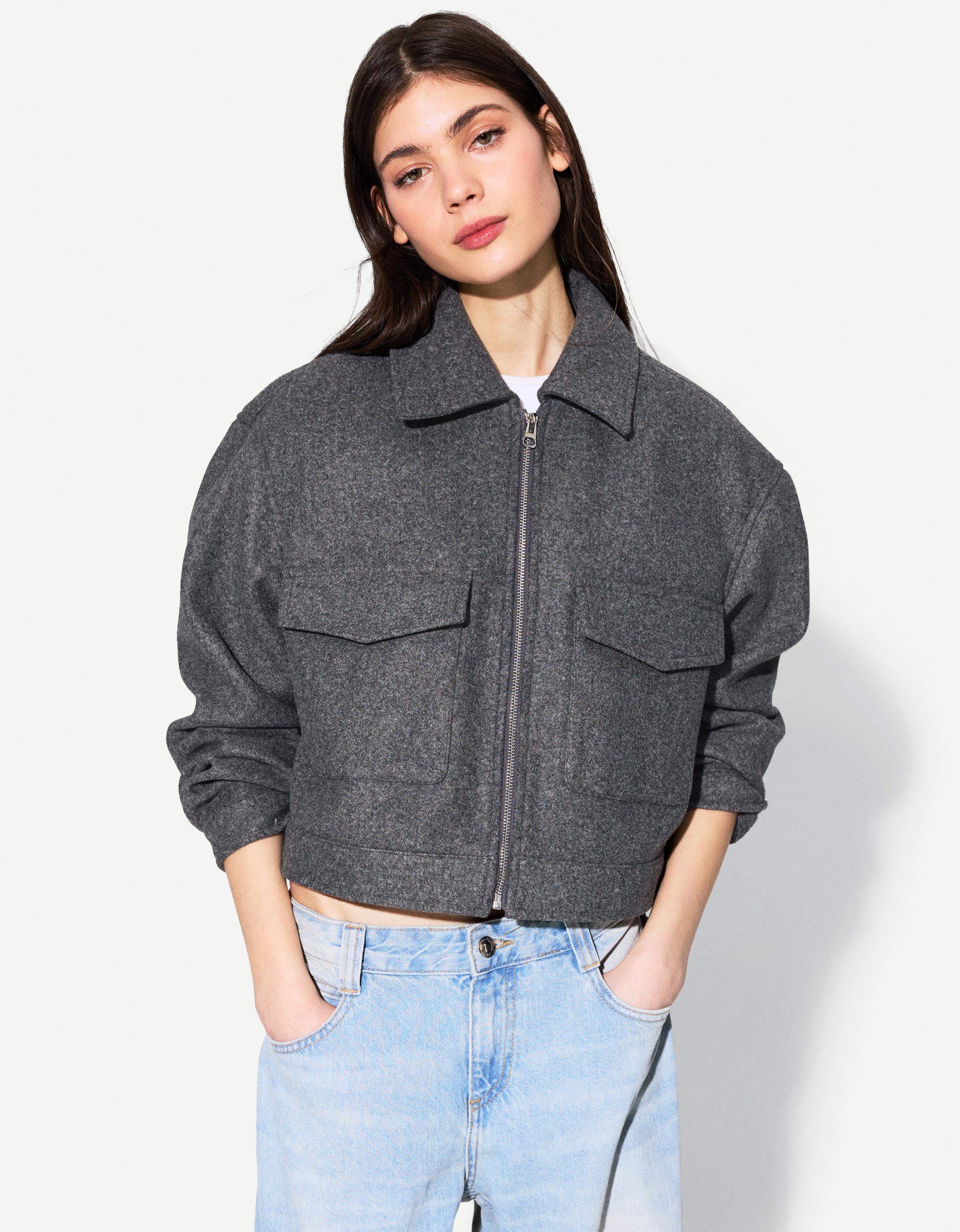 Bershka Yumuşak crop ceket görsel 3