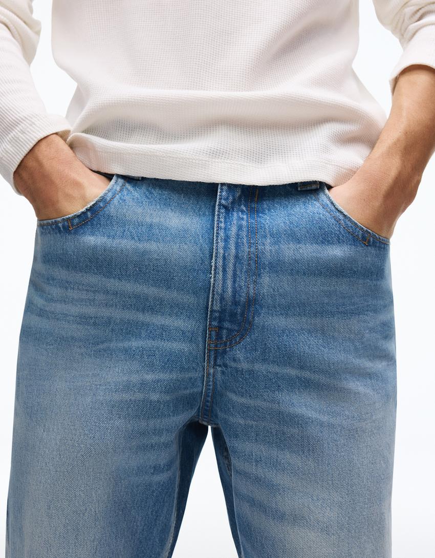 Jeans baggy fit campana-Azzurro Lavato