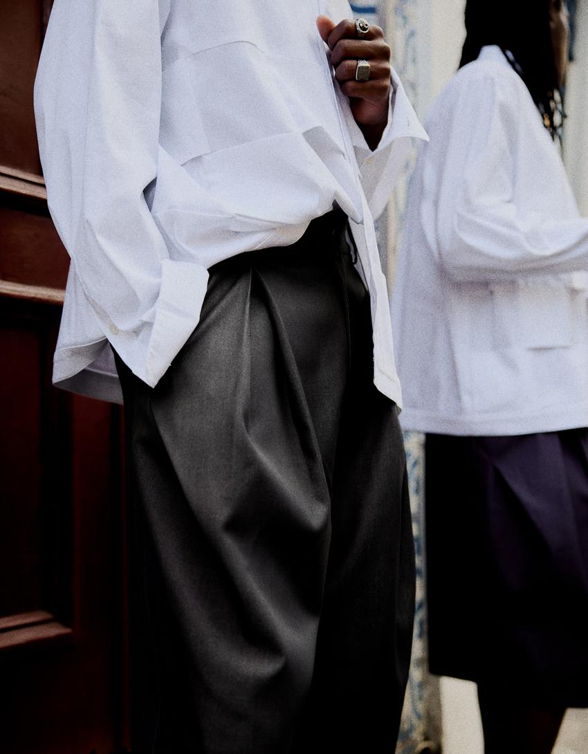 Süper baggy fit pantolon-Koyu gri