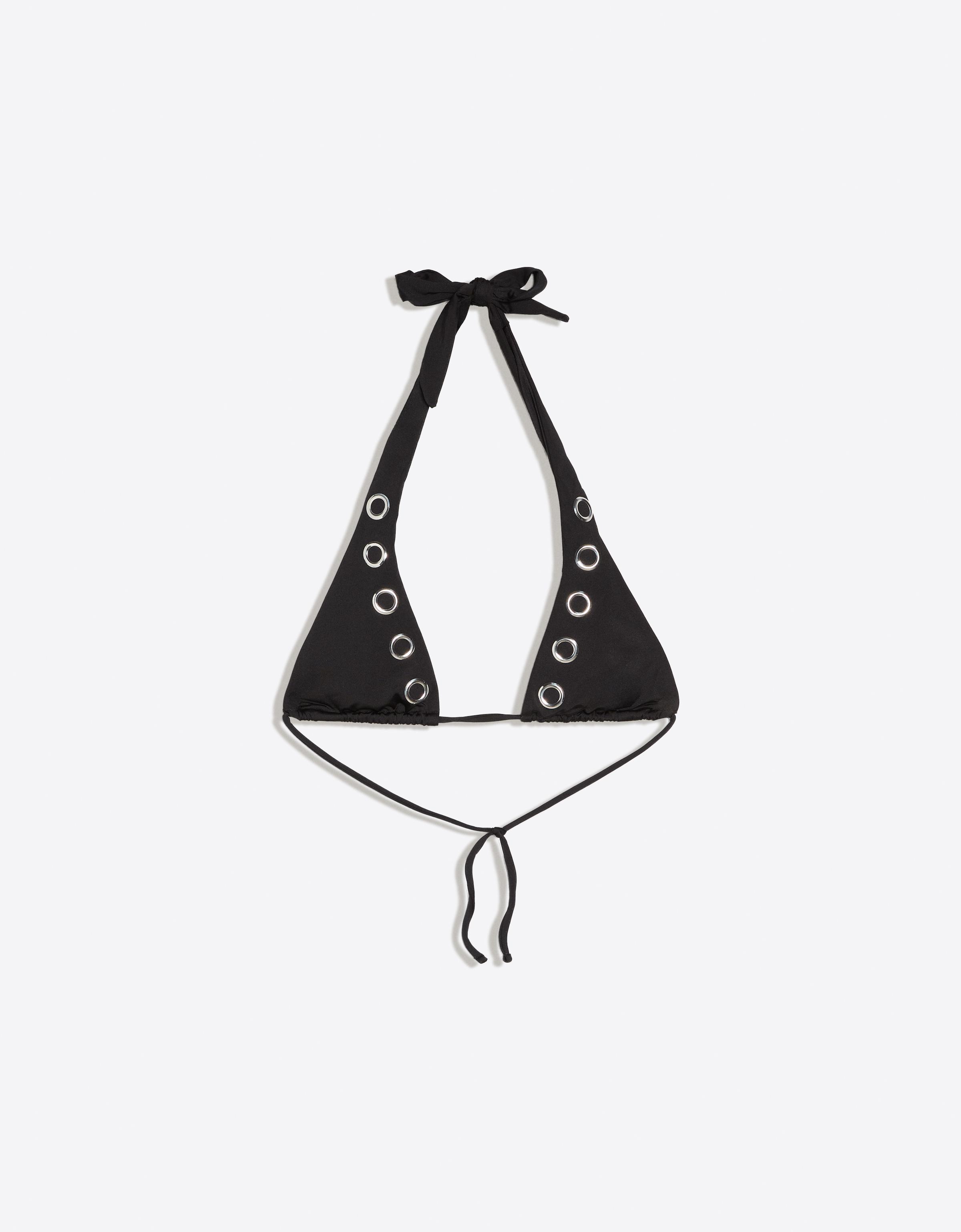 Eyelet halter bikini top — Black