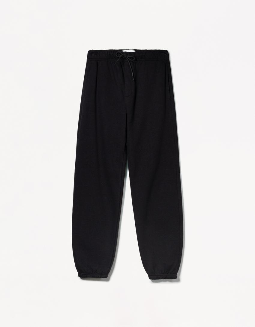 Pantalón jogger felpa-Negro-3
