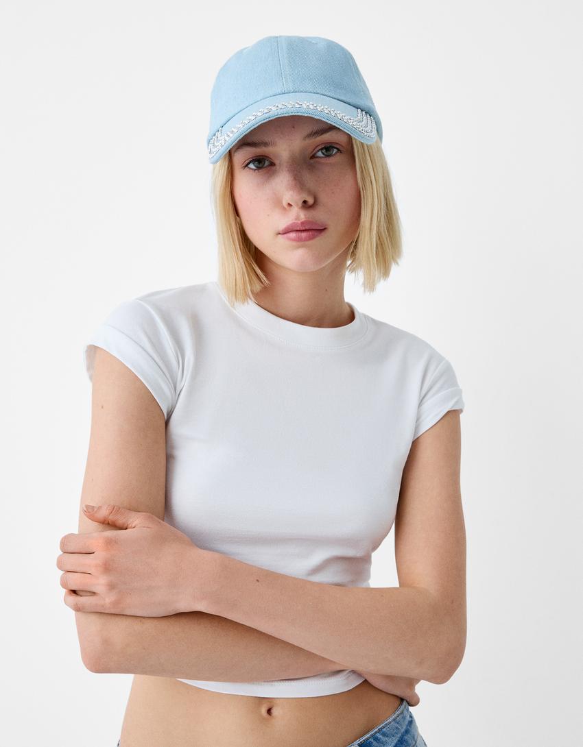 كاب دنيم بأحجار الراين-أزرق-3