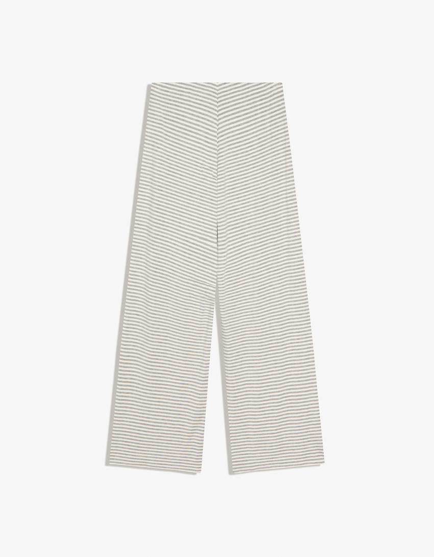 Gerade Hose mit Streifenprint-Grau
