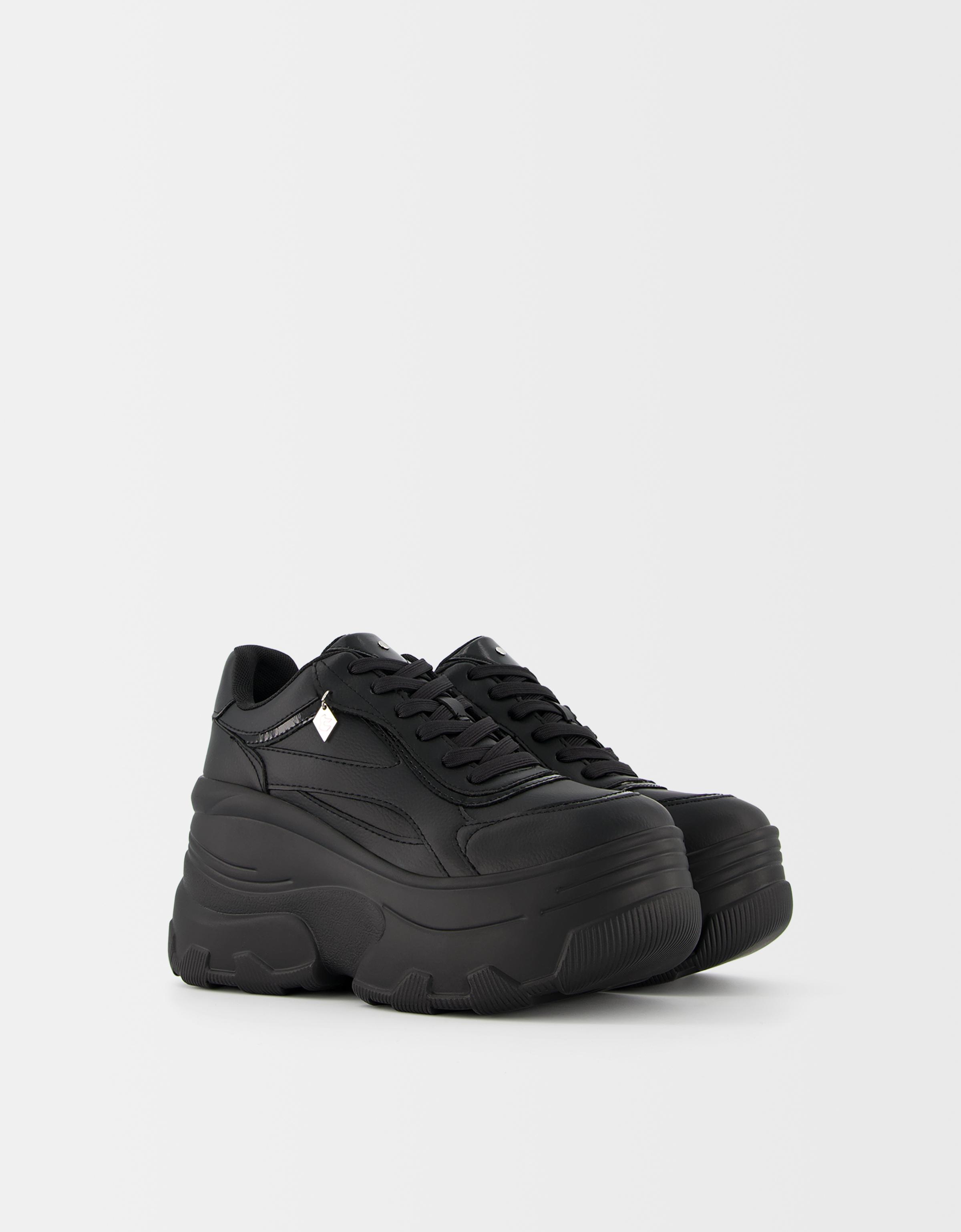 Bershka Xl-Plateau-Sneaker Damen 41 Schwarz