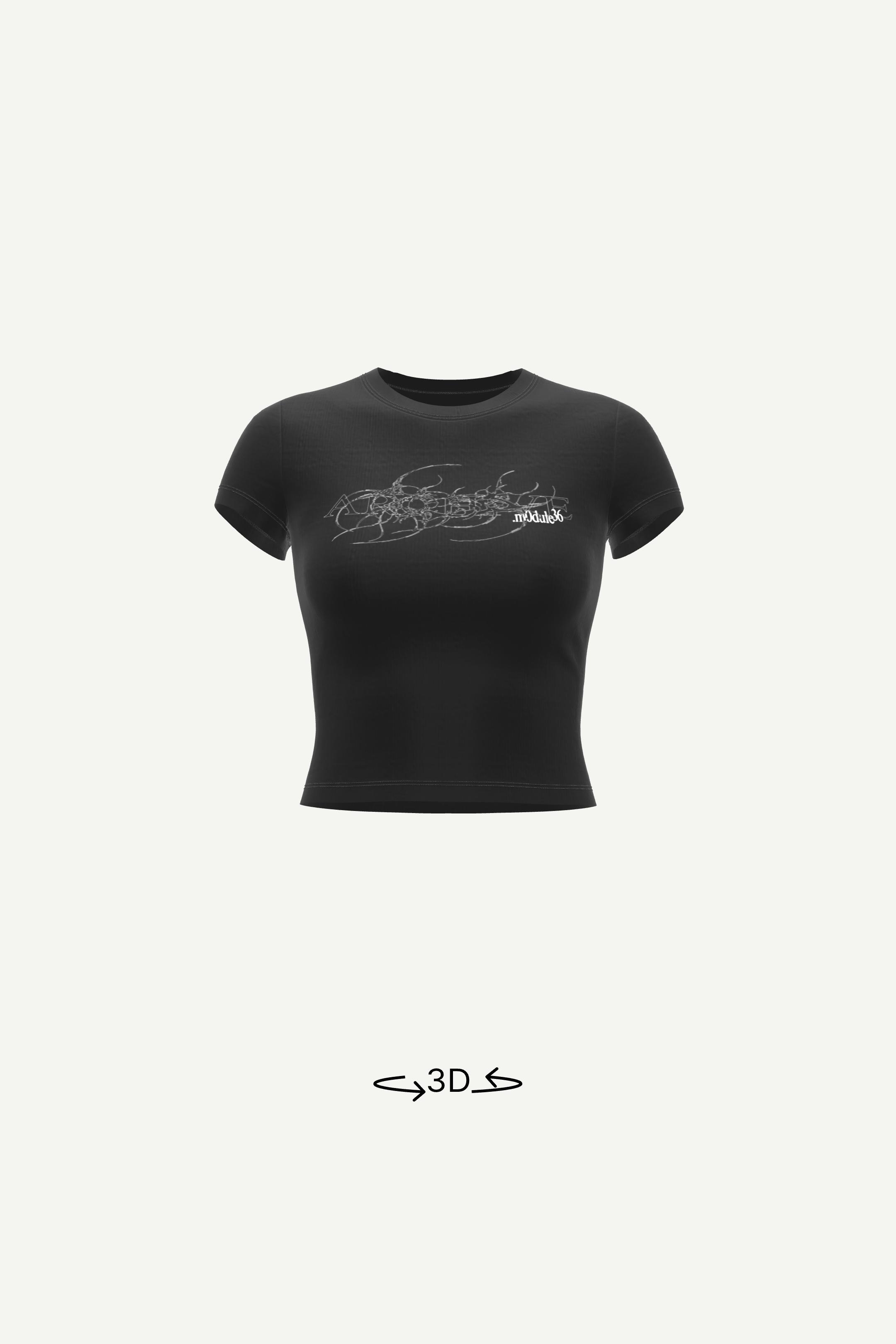 Short sleeve T-shirt with print-Black-0