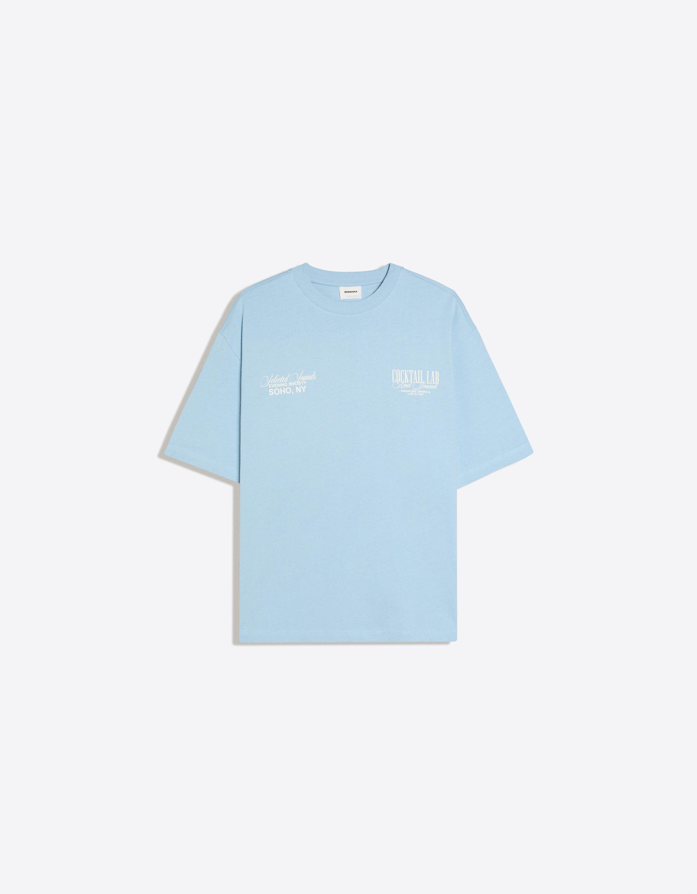 Boxy short sleeve print T-shirt — Light blue