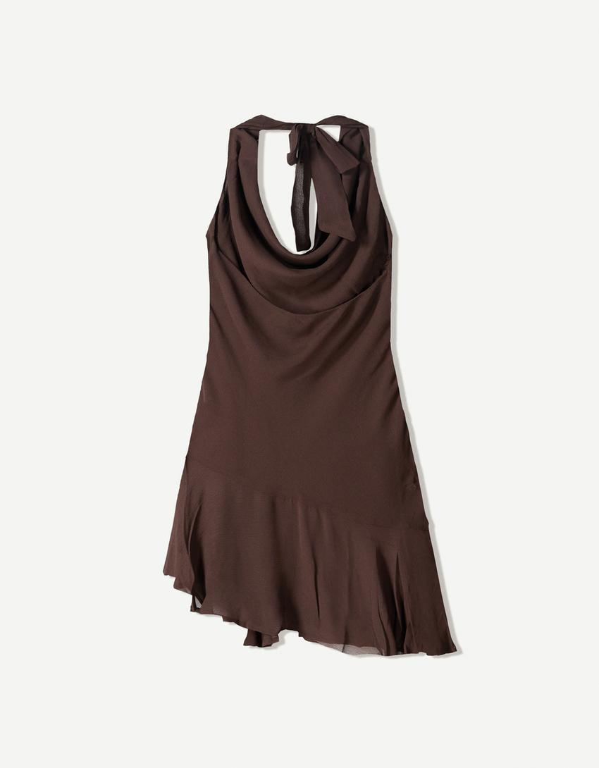 Robe à volants-Marron-5