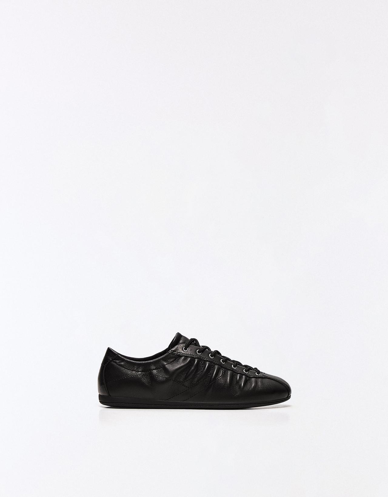 Slim-sole leather trainers — BLACK