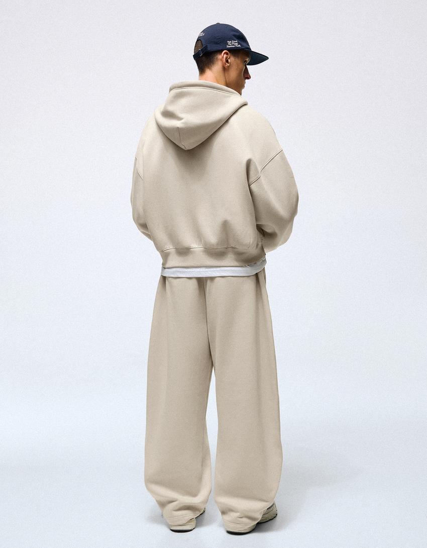Zip-up hoodie-Stone