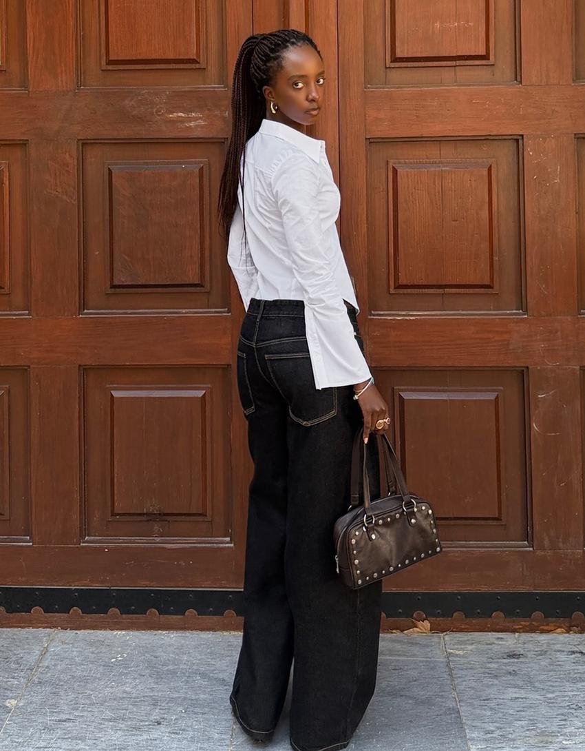 Studded Bowling Bag-Brown