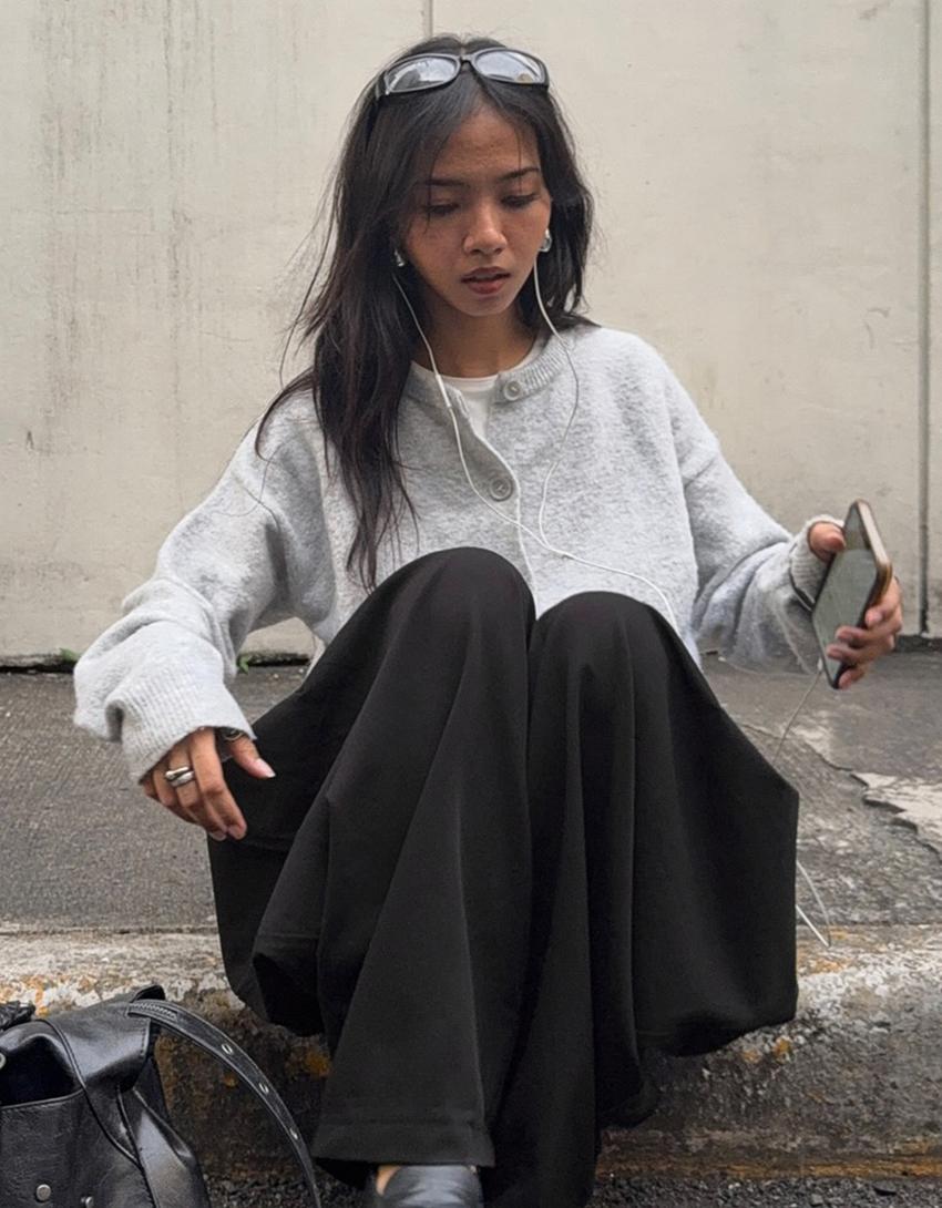 Cardigan mit Knöpfen und Soft-Touch-Grau