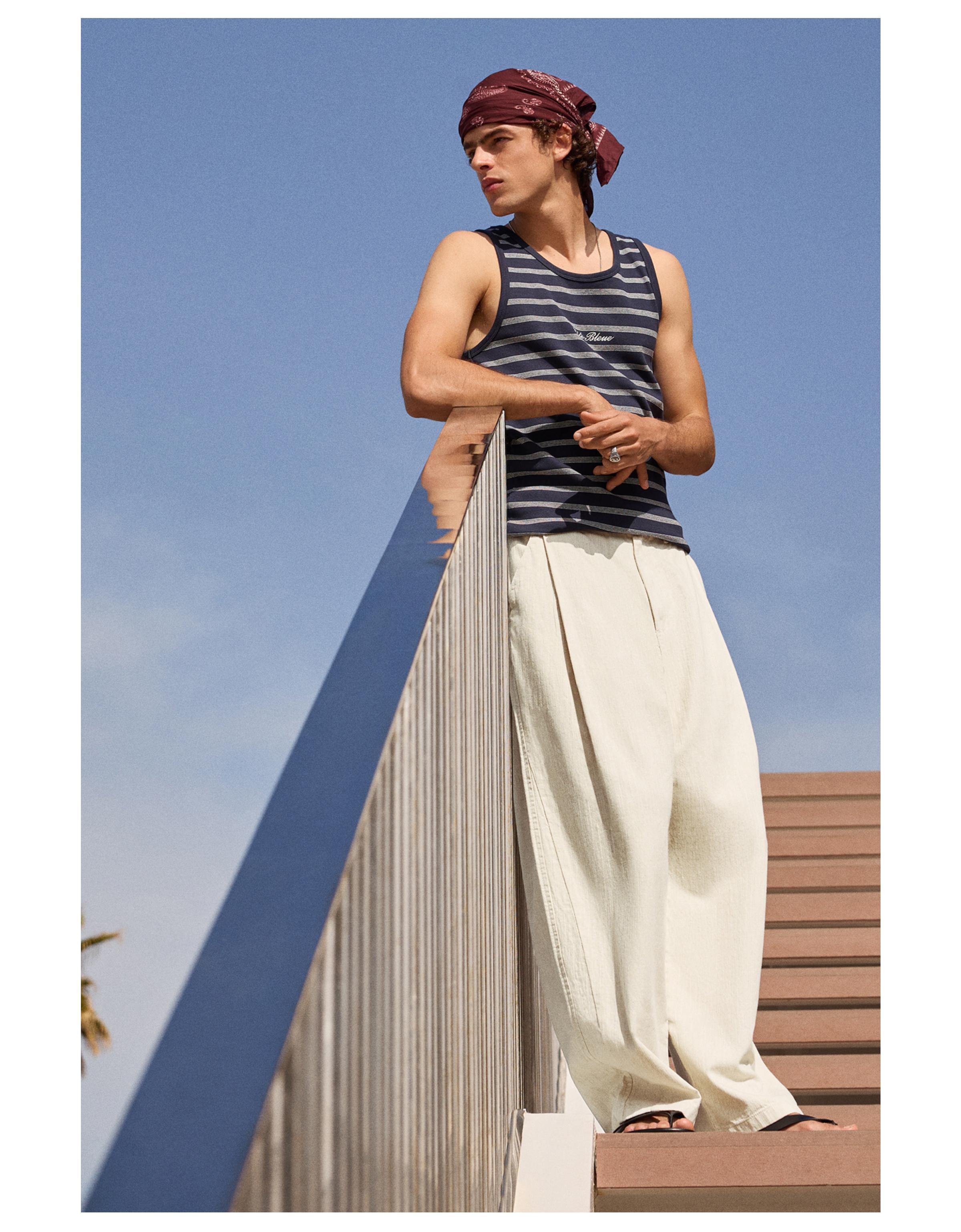 Super baggy trousers with linen — Off white