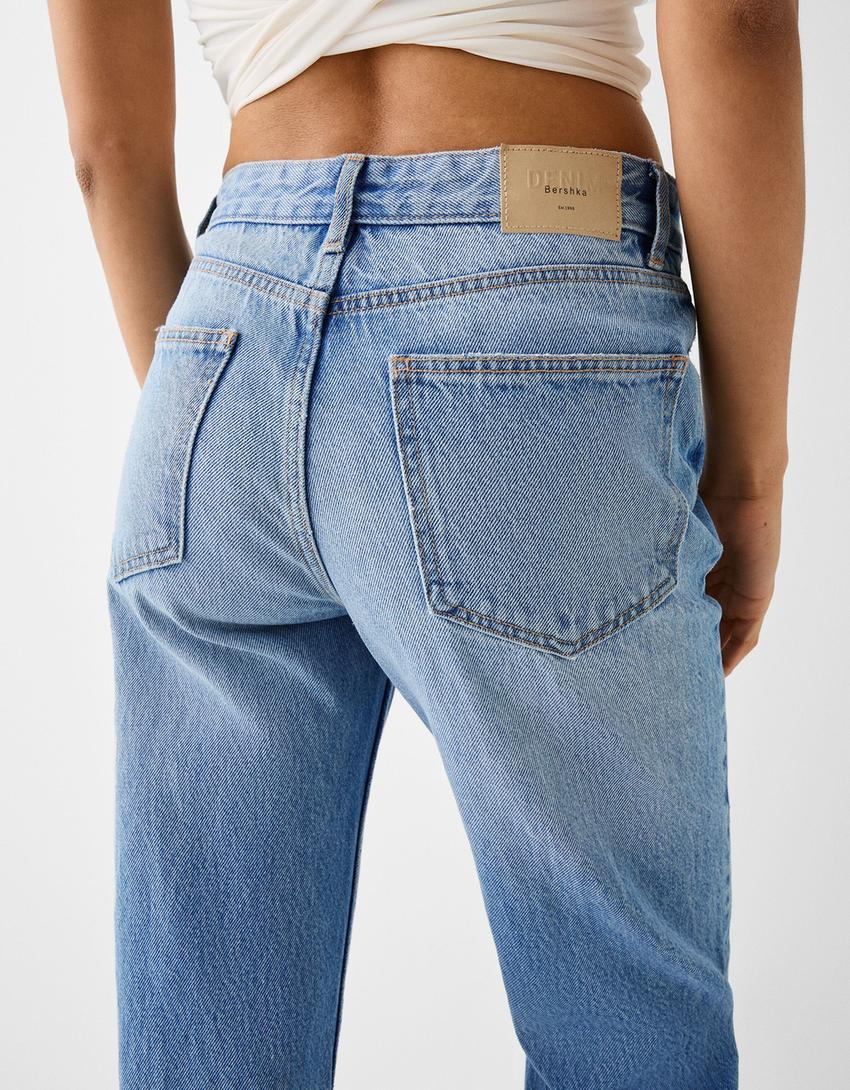 بنطال جينز بقصة مستقيمة-أزرق فاتح-3