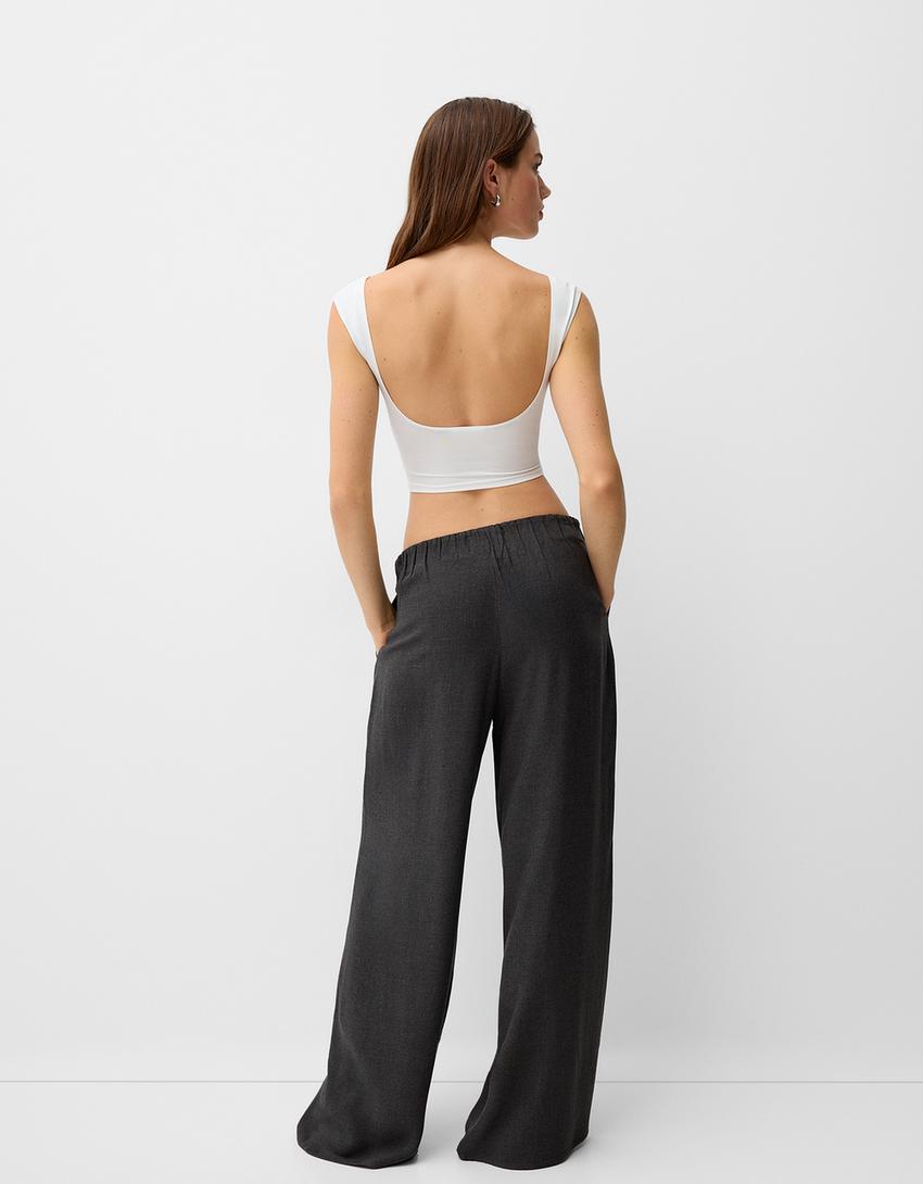 Pantalon large-Gris foncé-2